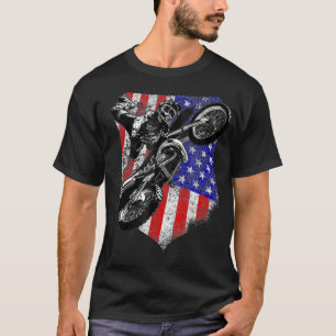 Motocross Off Road Dirt Bike American Flag T-Shirt