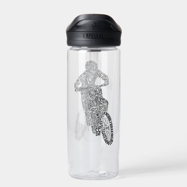 Motocross Off Road Trial Bike Word Art Water Bottle (Back)