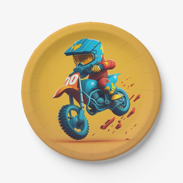 Motocross Party Napkins Paper Plate (Front)