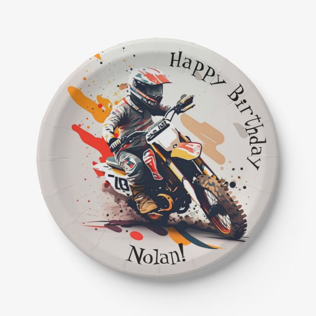Motocross Party Napkins Paper Plate (Front)