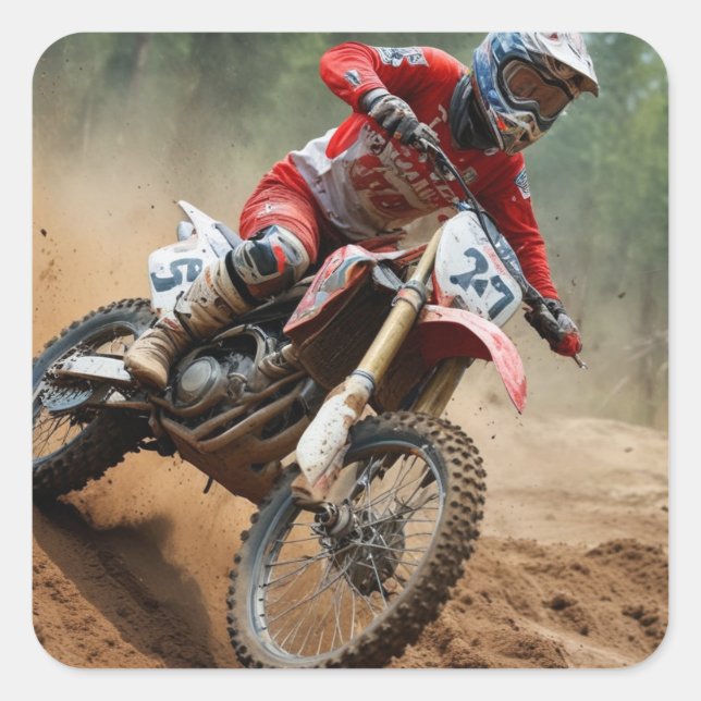 Motocross Patch Square Sticker (Front)