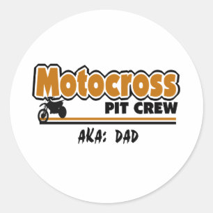 Motocross Pit Crew Classic Round Sticker