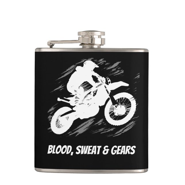Motocross Quote Sport Motorcycle Racing Quote Hip Flask (Front)