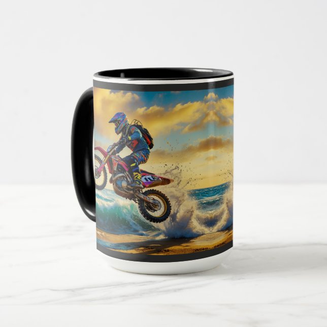 Motocross Racer at Beach Race II Mug (Front Left)