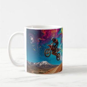 Motocross Racer on Mountain Slope Coffee Mug