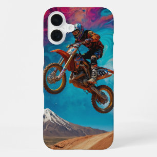 Motocross Racer on Mountain Slope iPhone 16 Plus Case