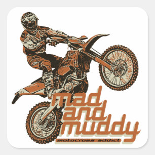 Motocross racers square sticker