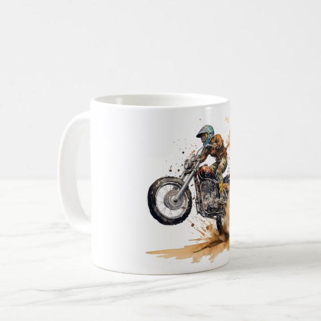 Motocross Racing Action Graphic Coffee Mug (Front Left)