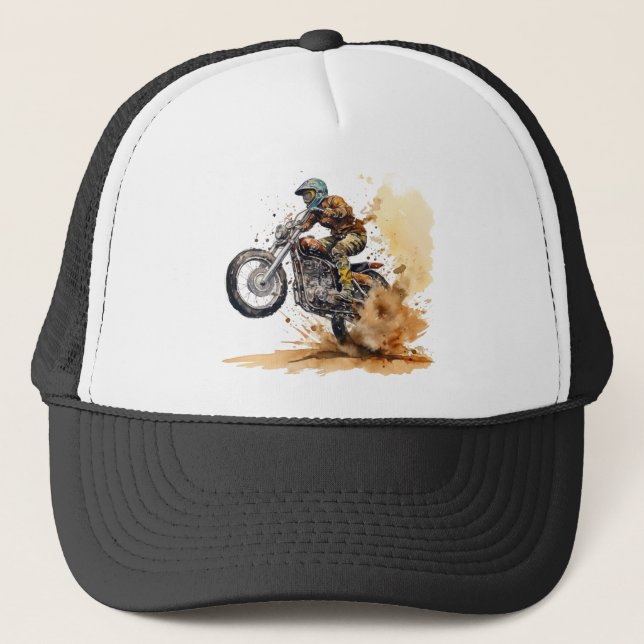 Motocross Racing Action Graphic Trucker Hat (Front)