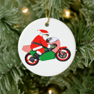 Motocross Racing Christmas Ceramic Ornament