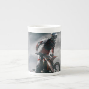 Motocross rider bone china mug