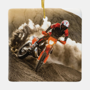 Motocross Rider Ceramic Ornament