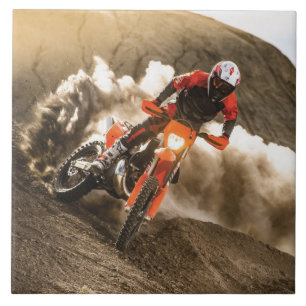 Motocross Rider Ceramic Tile