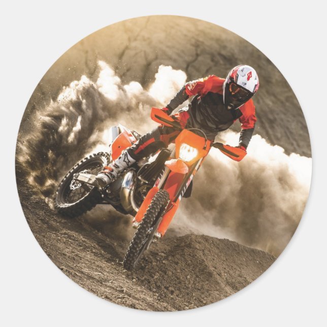 Motocross Rider Classic Round Sticker (Front)