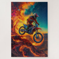 Motocross Rider Escaping Fire