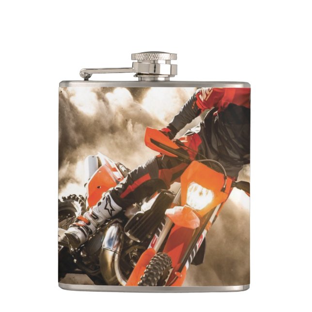 Motocross Rider Hip Flask (Front)