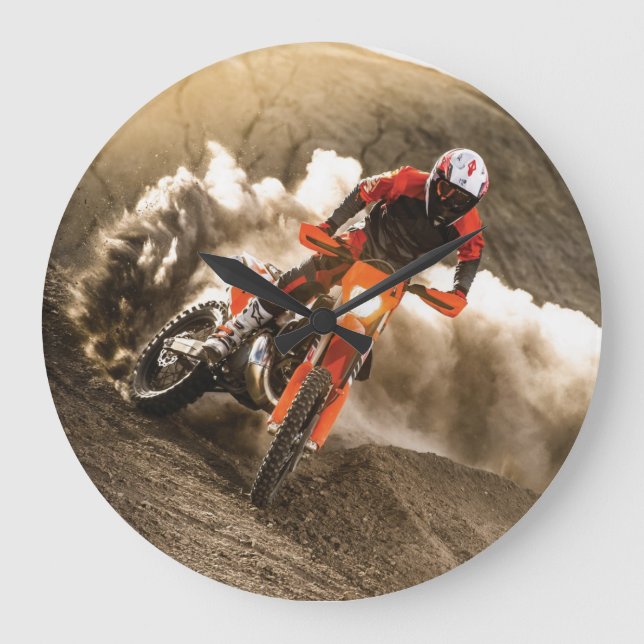 Motocross Rider Large Clock (Front)