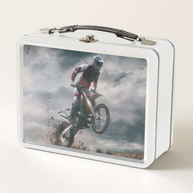 Motocross Rider Metal Lunch Box (Front)