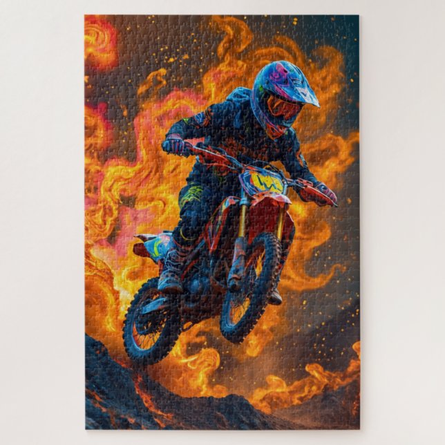 Motocross Rider on a Volcano Jigsaw Puzzle (Vertical)