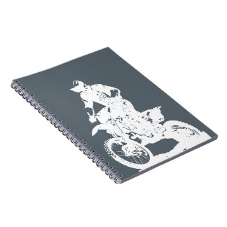Motocross rider on bike - editable background notebook