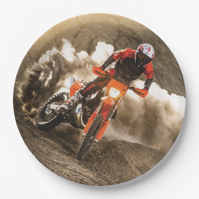 Motocross Rider Paper Plate (Front)