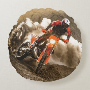 Motocross Rider Round Cushion
