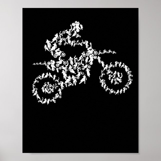 Motocross rider silhouette dirt bike motorcycle poster (Front)