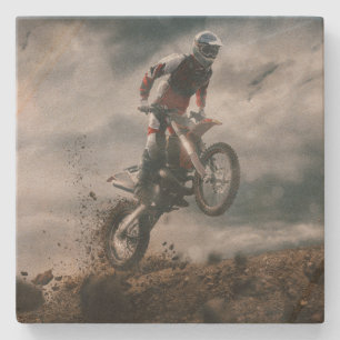 Motocross rider stone coaster