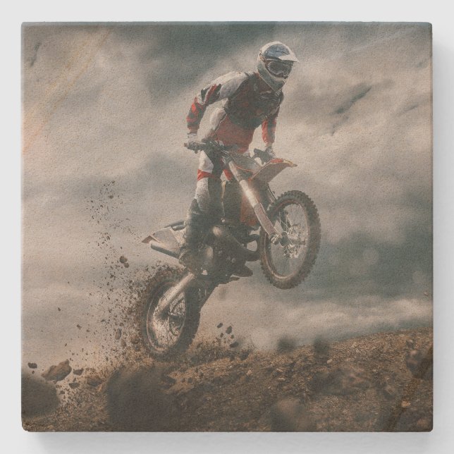 Motocross rider stone coaster (Front)