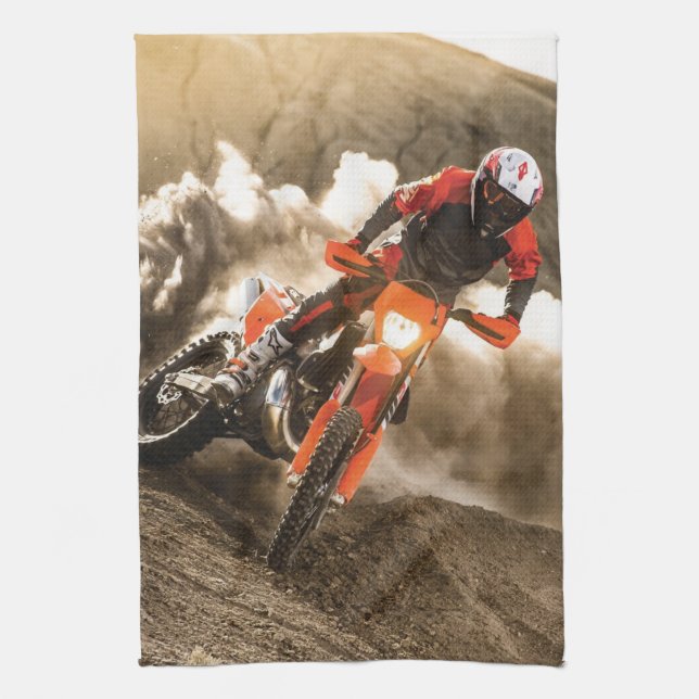 Motocross Rider Tea Towel (Vertical)