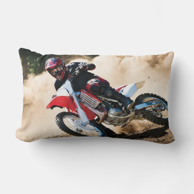Motocross rider throw pillow (Front)