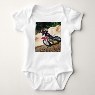 Motocross rider throw pillow baby bodysuit