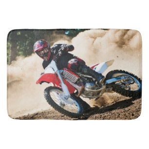 Motocross rider throw pillow bath mat