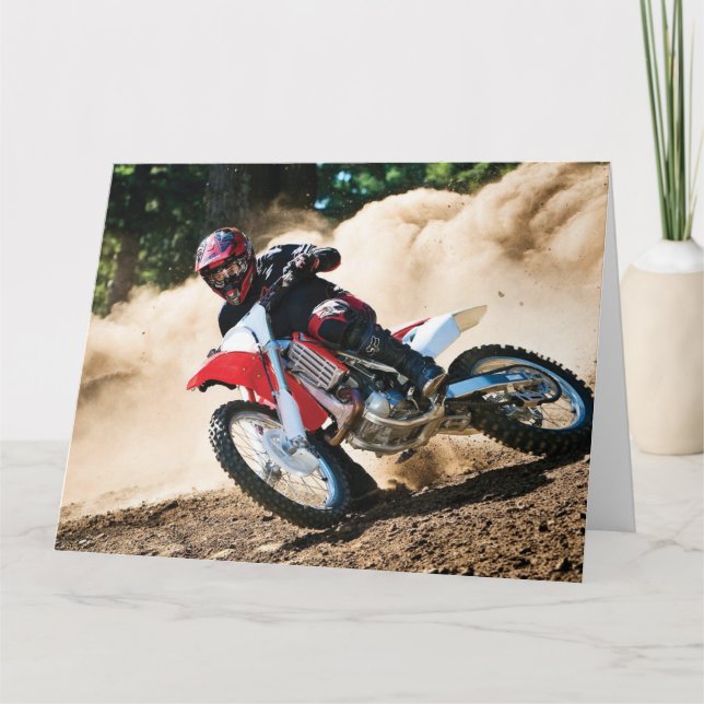 Motocross rider throw pillow card (Front)