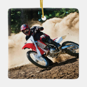 Motocross rider throw pillow ceramic ornament