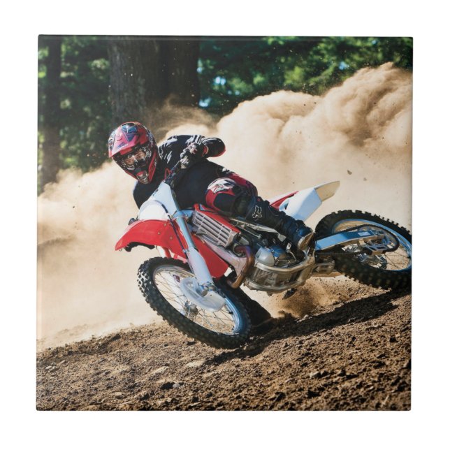 Motocross rider throw pillow ceramic tile (Front)