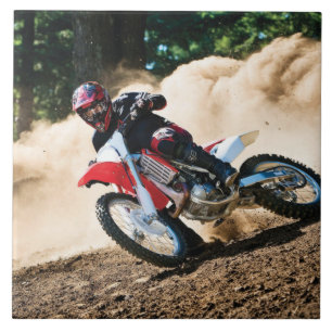 Motocross rider throw pillow ceramic tile