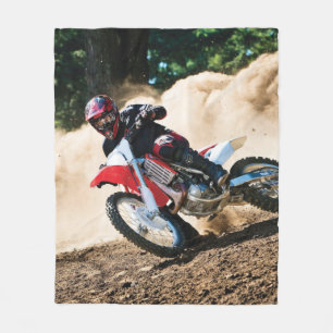Motocross rider throw pillow fleece blanket