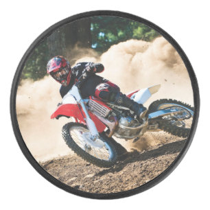 Motocross rider throw pillow hockey puck
