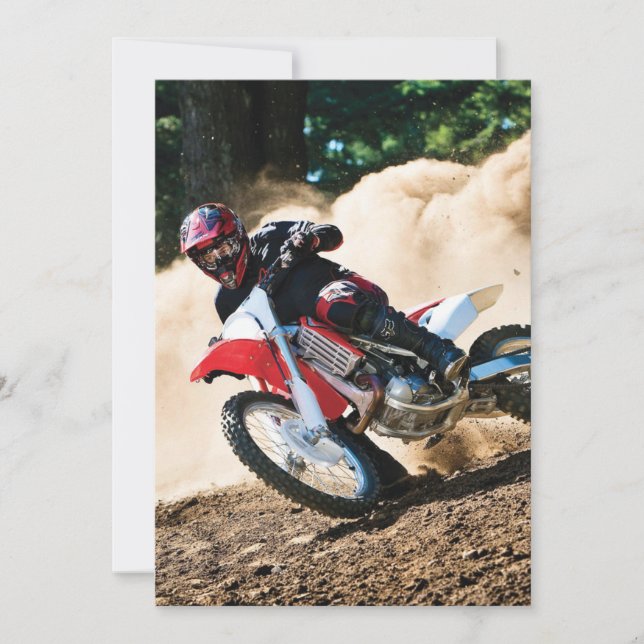 Motocross rider throw pillow invitation (Front)