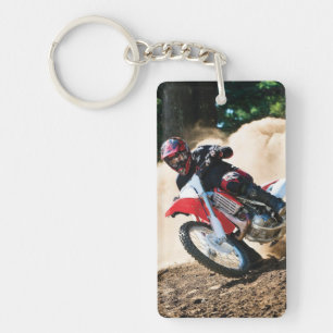 Motocross rider throw pillow key ring