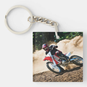 Motocross rider throw pillow key ring