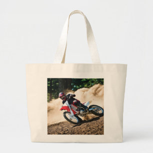 Motocross rider throw pillow large tote bag