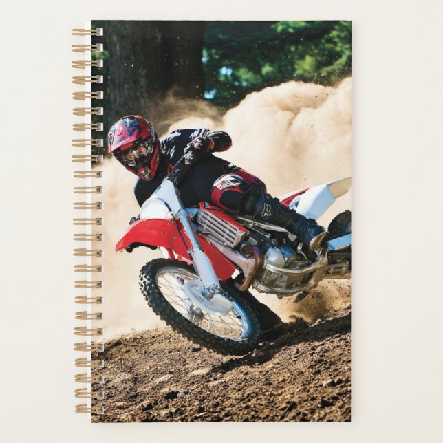 Motocross rider throw pillow planner (Front)