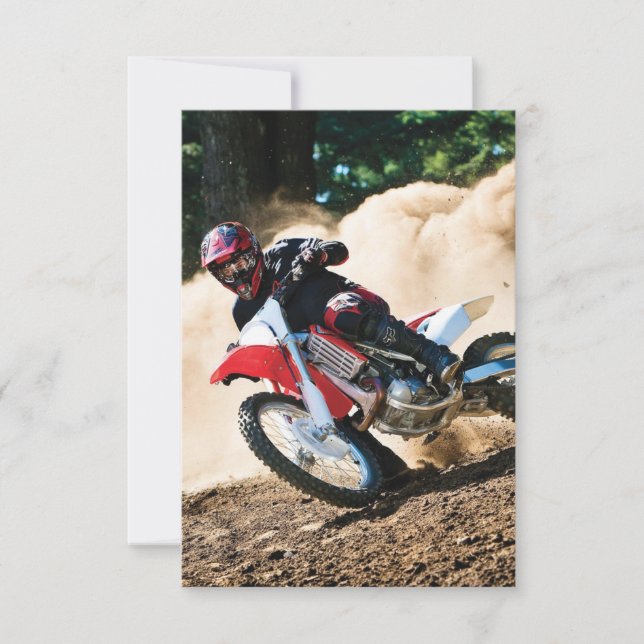 Motocross rider throw pillow RSVP card (Front)