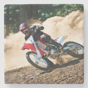 Motocross rider throw pillow stone coaster