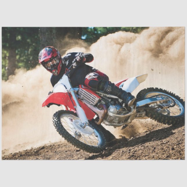 Motocross rider throw pillow tissue paper (Front)