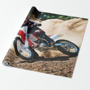 Motocross rider throw pillow wrapping paper