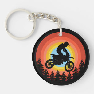 MOTOCROSS RIDER VINTAGE SUNSET KEY RING