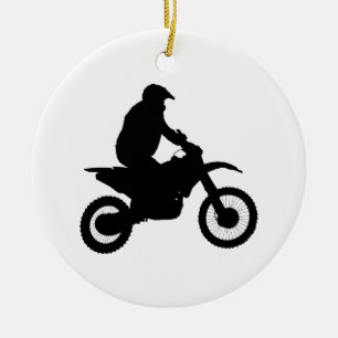 Motocross Silhouette Ceramic Tree Decoration